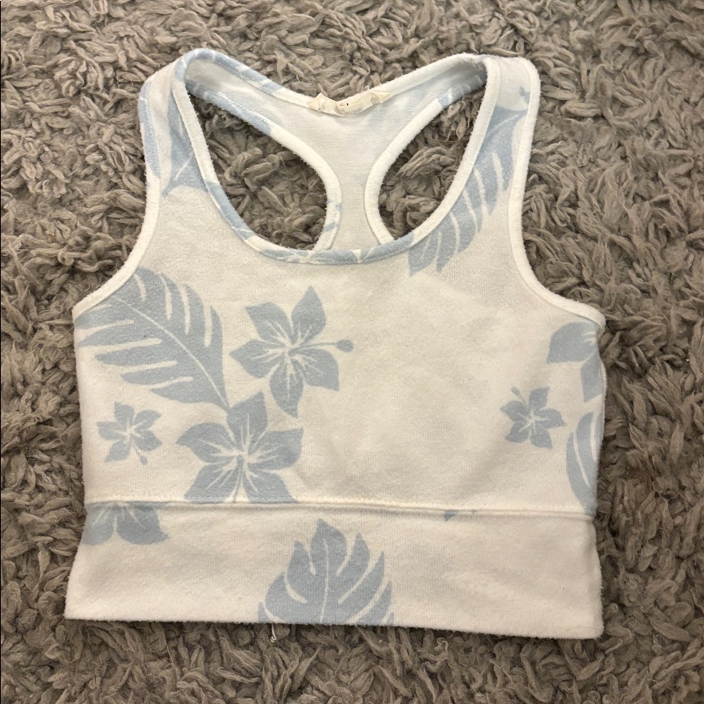 Ron Jon Surf Shop White and Blue Floral Tank